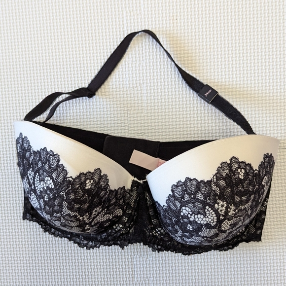 Victoria's Secret Bra 32DDD White Black Lace Halter Strapless Dream Angels Push - Picture 5 of 9